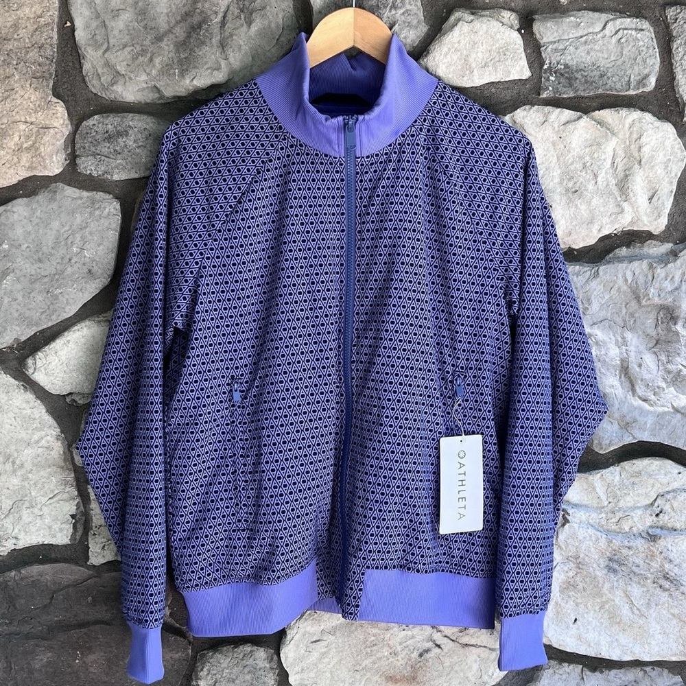 BNWT Athleta Blue Patterned Brooklyn bomber Jacket